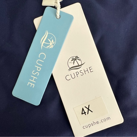 Cupshe Womens Navy Bikini Bottom with Embroidered Flowers on Hips (Sides) 4X - Picture 6 of 7